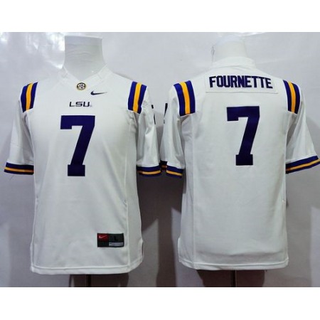 Tigers #7 Leonard Fournette White Stitched Youth NCAA Jersey