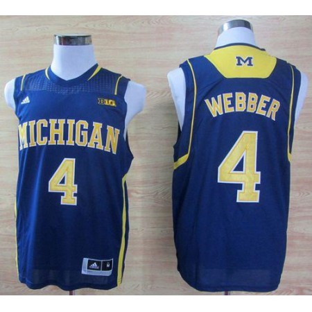 Wolverines #4 Chris Webber Navy Blue Basketball Stitched NCAA Jersey