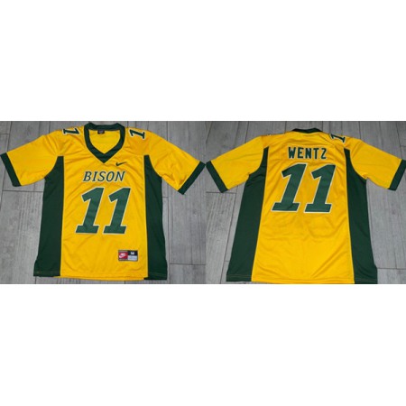 Men's North Dakota State Bison #11 Carson Wentz Yellow Stitched Football Jersey