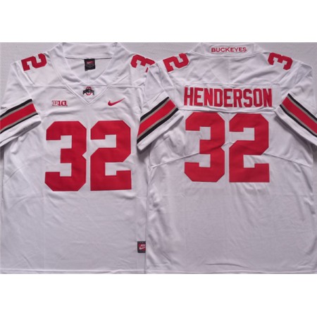 Men's Ohio State Buckeyes #32 HENDERSON White Stitched Jersey