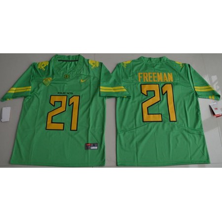 Ducks #21 Royce Freeman Apple Green Electric Lightning Limited Stitched NCAA Jersey