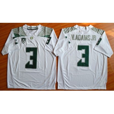 Ducks #3 Vernon Adams Jr. Olive White Stitched NCAA Jersey