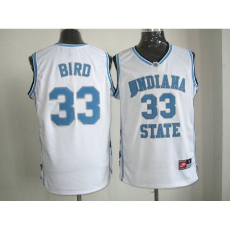 Sycamores #33 Larry Bird White Hardwood Legends Basketball Stitched NCAA Jersey