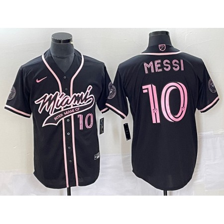 Men's Inter Miami CF #10 Lionel Messi Black Cool Base Stitched Jersey