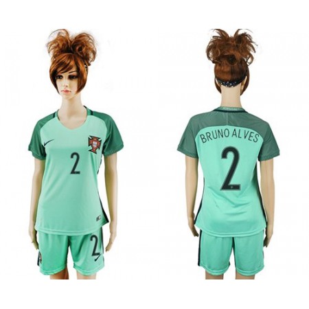 Women's Portugal #2 Bruno Alves Away Soccer Country Jersey