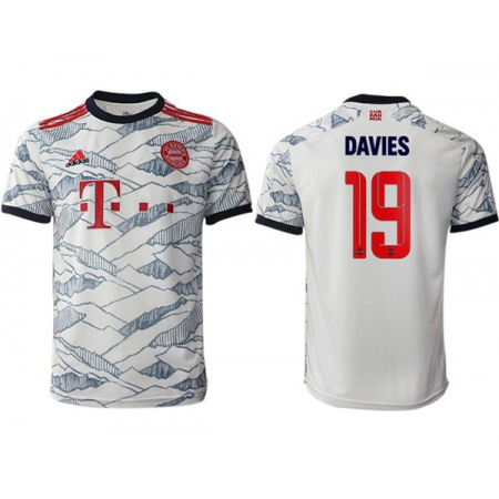 Men's FC Bayern Munchen #19 Alphonso Davies White Away Soccer Jersey