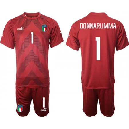 Men's Italy #1 Donnarumma Red Goalkeeper Soccer Jersey Suit