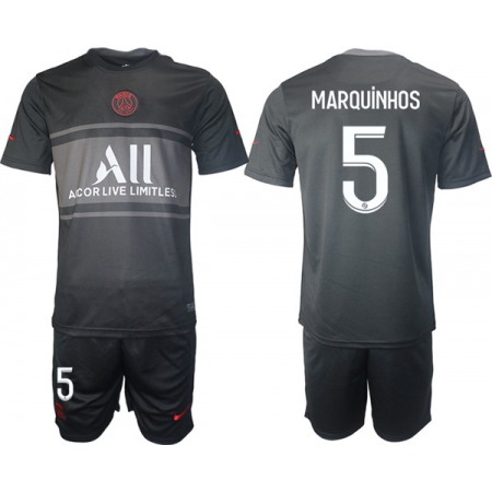 Men's Paris Saint-Germain #5 Marquinhos 2021/22 Home Soccer Jersey Suit