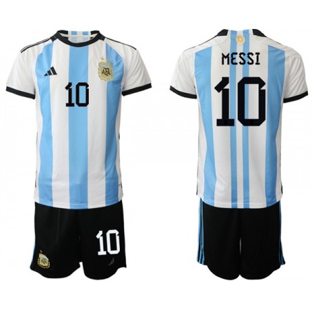 Men's Argentina #10 Messi White/Blue 2022 FIFA World Cup Home Soccer Jersey Suit