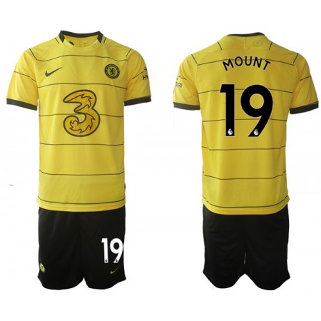 Men's Chelsea #19 Mason Mount 2021/22 Yellow Away Soccer Jersey Suit