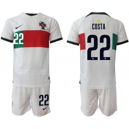 Men's Portugal #22 Costa White Away Soccer Jersey Suit