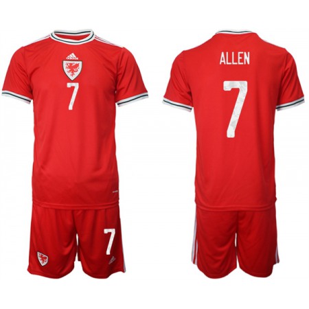 Men's Wales #7 Allen Red Home Soccer Jersey Suit