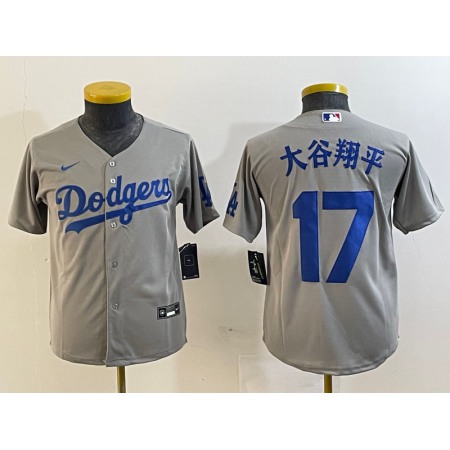 Youth Los Angeles Dodgers #17 Shohei Ohtani Grey Stitched Baseball Jersey