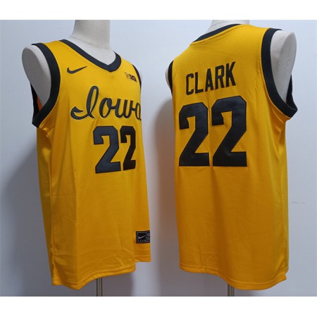 Men's Iowa Hawkeyes #22 Caitlin Clark Yellow Stitched Jersey