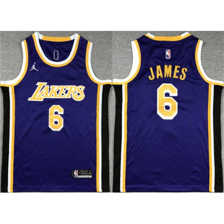 Youth Los Angeles Lakers #6 LeBron James Purple Stitched Basketball Jersey