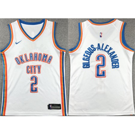 Youth Oklahoma City Thunder #2 Shai Gilgeous-Alexander White Stitched Basketball Jersey