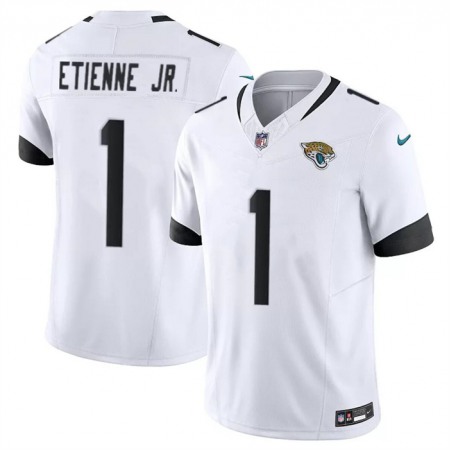 Men's Jacksonville Jaguars #1 Travis Etienne Jr. White 2023 F.U.S.E Vapor Untouchable Limited Stitched Jersey