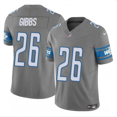 Men's Detroit Lions #26 Jahmyr Gibbs Grey 2023 F.U.S.E. Vapor Untouchable Limited Stitched Football Jersey