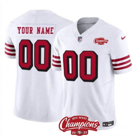 Men's San Francisco 49ers Active Player Custom White 2023 F.U.S.E. NFC West Champions Patch Alternate Stitched Football Jersey