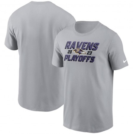 Men's Baltimore Ravens Gray 2023 NFL Playoffs Iconic T-Shirt