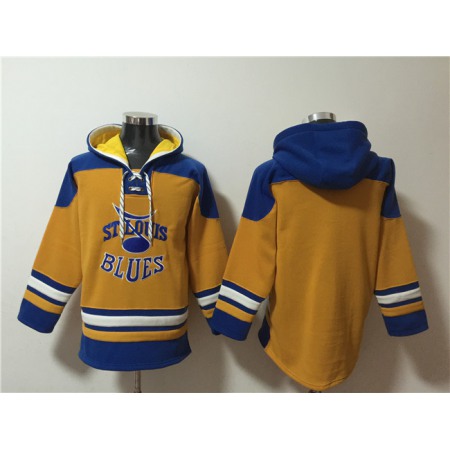 Men's St. Louis Blues Blank Yellow Ageless Must-Have Lace-Up Pullover Hoodie