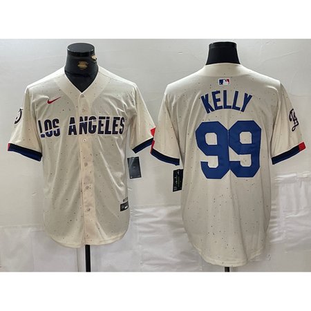 Men's Los Angeles Dodgers #99 Joe Kelly Cream Stitched Baseball Jersey