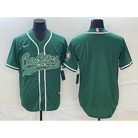 Men's Boston Celtics Blank Green Stitched Baseball Jersey