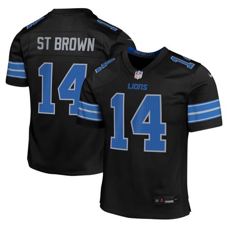 Youth Detroit Lions Amon-Ra St. Brown Nike Black Alternate Player Game Jersey