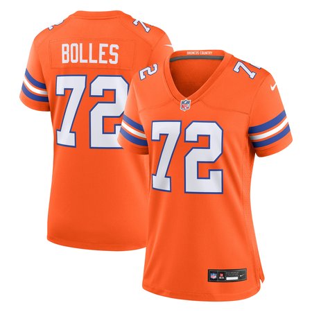 Women's Denver Broncos Garrett Bolles Nike Orange Mile High Collection 1977 Throwback Player Game Jersey