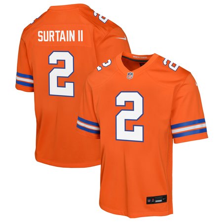 Youth Denver Broncos Patrick Surtain II Nike Orange Mile High Collection 1977 Throwback Game Jersey