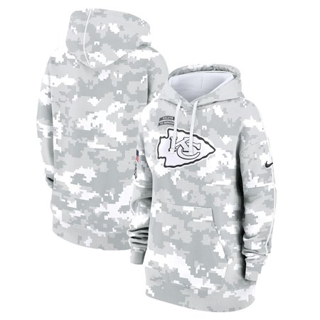 Women's Kansas City Chiefs Nike Arctic Camo 2024 Salute To Service Club Fleece Pullover Hoodie