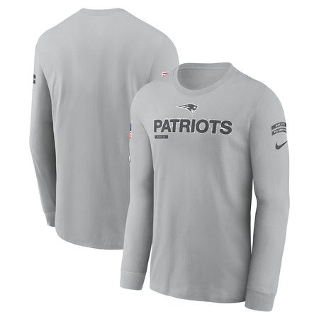 Men's New England Patriots Nike Gray 2024 Salute To Service Long Sleeve T-Shirt