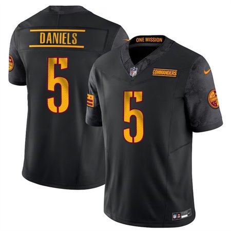 Men's Washington Commanders #5 Jayden Daniels Black 2024 F.U.S.E Vapor Limited Stitched Football Jersey