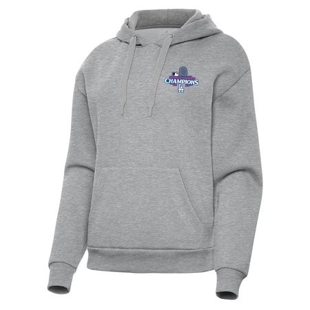 Women's Los Angeles Dodgers Antigua Heather Gray 2024 World Series Champions Victory Pullover Hoodie