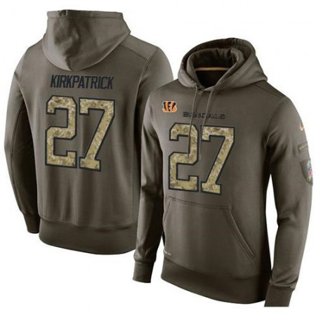 NFL Men's Nike Cincinnati Bengals #27 Dre Kirkpatrick Stitched Green Olive Salute To Service KO Performance Hoodie