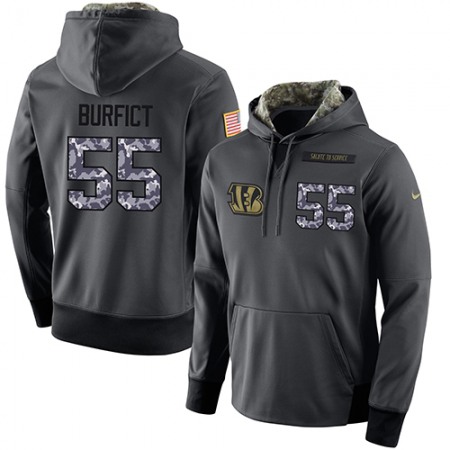 NFL Men's Nike Cincinnati Bengals #55 Vontaze Burfict Stitched Black Anthracite Salute to Service Player Performance Hoodie