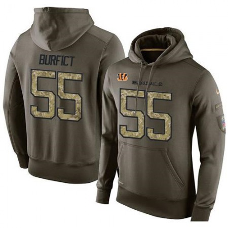 NFL Men's Nike Cincinnati Bengals #55 Vontaze Burfict Stitched Green Olive Salute To Service KO Performance Hoodie