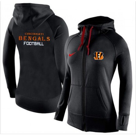 Women's Nike Cincinnati Bengals Full-Zip Performance Hoodie Black