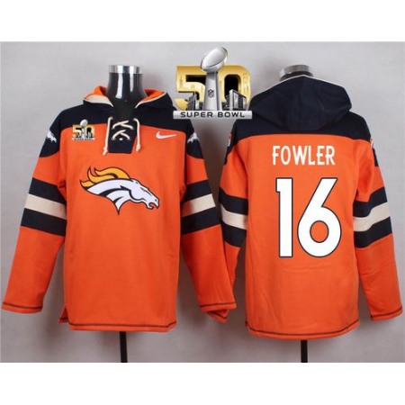 Nike Broncos #16 Bennie Fowler Orange Super Bowl 50 Player Pullover NFL Hoodie