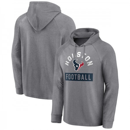 Men's Houston Texans Heathered Gray No Time Off Raglan Pullover Hoodie