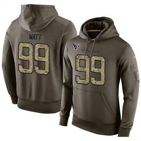 NFL Men's Nike Houston Texans #99 J.J. Watt Stitched Green Olive Salute To Service KO Performance Hoodie