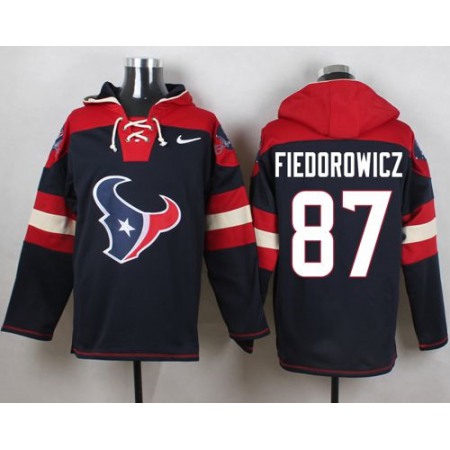 Nike Texans #87 C.J. Fiedorowicz Navy Blue Player Pullover NFL Hoodie