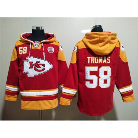 Men's Kansas City Chiefs #58 Derrick Thomas Red Lace-Up Pullover Hoodie