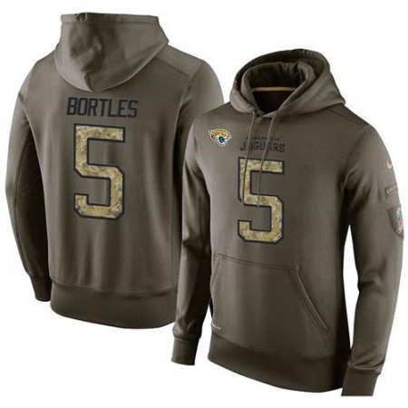 NFL Men's Nike Jacksonville Jaguars #5 Blake Bortles Stitched Green Olive Salute To Service KO Performance Hoodie