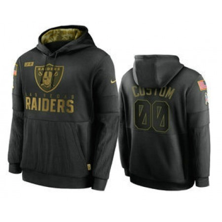 Men's Las Vegas Raiders Customized 2020 Black Salute To Service Sideline Performance Pullover Hoodie