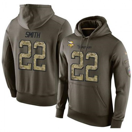 NFL Men's Nike Minnesota Vikings #22 Harrison Smith Stitched Green Olive Salute To Service KO Performance Hoodie