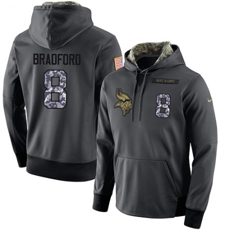 NFL Men's Nike Minnesota Vikings #8 Sam Bradford Stitched Black Anthracite Salute to Service Player Performance Hoodie