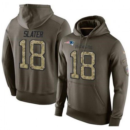 NFL Men's Nike New England Patriots #18 Matt Slater Stitched Green Olive Salute To Service KO Performance Hoodie