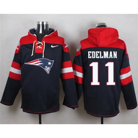 Nike Patriots #11 Julian Edelman Navy Blue Player Pullover NFL Hoodie