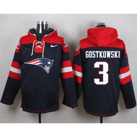 Nike Patriots #3 Stephen Gostkowski Navy Blue Player Pullover NFL Hoodie